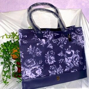 Victoria's Secret gray and Purple Floral Tote